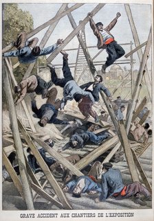 A serious accident on the building site for the Exposition Universelle, Paris, 1900, (1899). Artist: Oswaldo Tofani