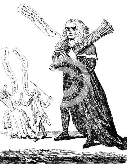 'Judge Thumb or Sticks of a Lawful Size for Family Discipline', 1782. Artist: Unknown