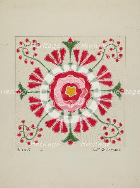 Applique Quilt, c. 1940. Creator: Ruth M Barnes.