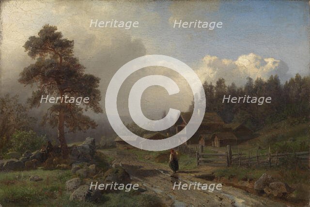 Norwegian Landscape in Rain, 1857. Creator: Hans Gude.