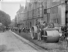 Workmen with a steam roller in High Street, Oxford, Oxfordshire, c1860-c1922. Artist: Henry Taunt