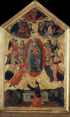 The Assumption of the Blessed Virgin Mary and The Girdle of Thomas, 15th century. Creator: Anonymous.
