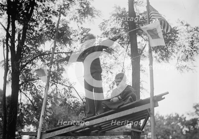 Frank A. Daniels, Right, with Brother Jonathan Daniels, 1915. Creator: Harris & Ewing.