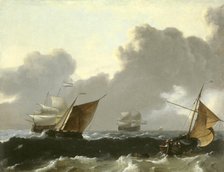 Dutch Ships in High Seas off the Dutch Coast, 1660-1669. Creator: Ludolf Backhuysen I.