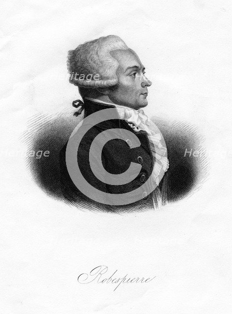 Maximilien Robespierre, one of the leaders of the French Revolution, 1845. Artist: Freeman