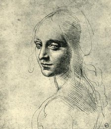 Head of a Young Woman (Study for the Angel in the 'Virgin of the Rocks'), c1485, (1943). Creator: Leonardo da Vinci.