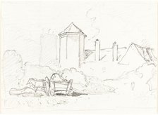 Sketch of Buildings with Cart and Horses in Foreground. Creator: John Sell Cotman.