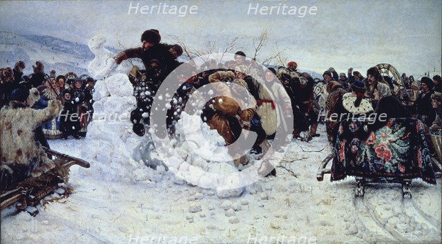 Storm of Snow Fortress, 1891. Artist: Surikov, Vasili Ivanovich (1848-1916)