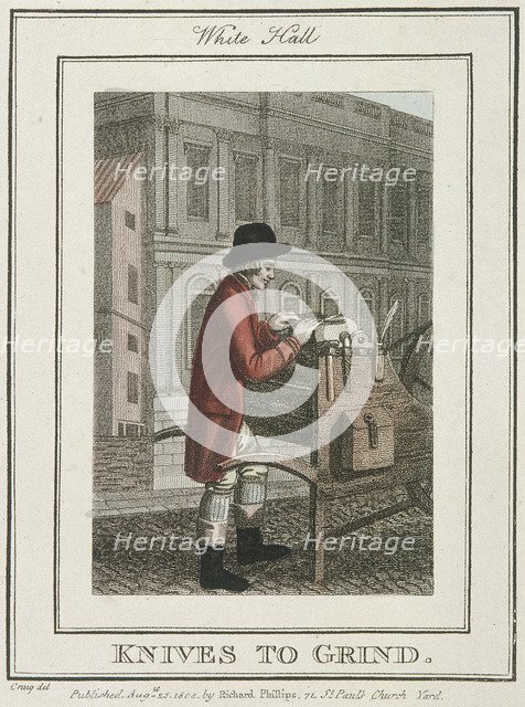 'Knives to Grind', Cries of London, 1804. Artist: Anon
