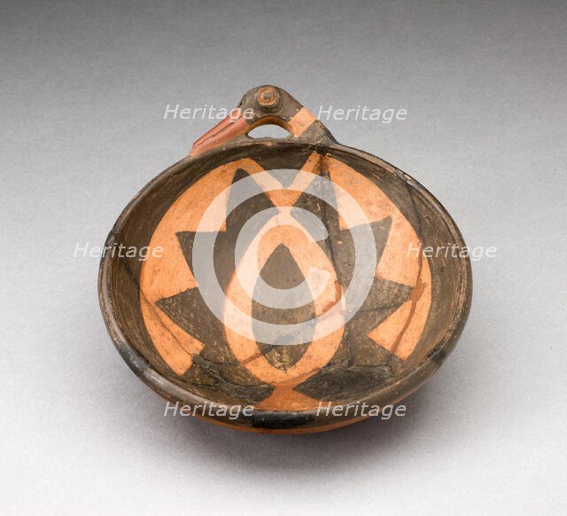 Miniature Bowl with Large Geometric Motif and Bird-Head Handle, A.D. 1450/1532. Creator: Unknown.