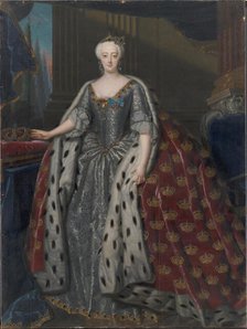 Sophie Magdalene of Brandenburg-Kulmbach (1700-1770), queen of Denmark and Norway, 1739. Creator: Møller, Andreas (1684-1752).