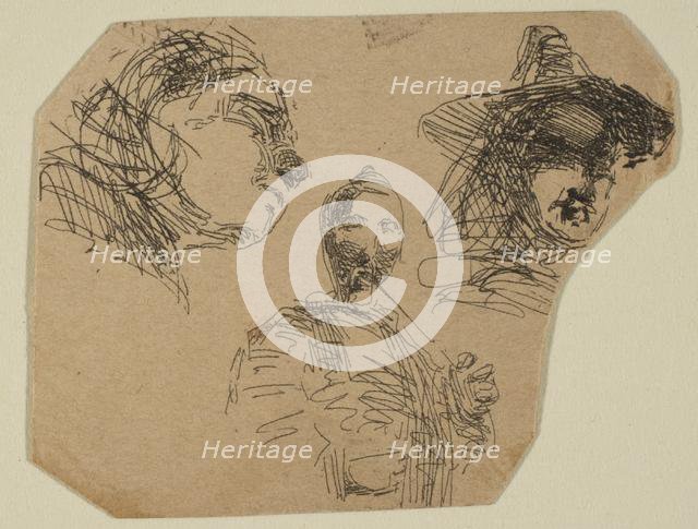 Two Female Heads and Standing Figure (from Sketches on the Coast Survey Plate), 1854-55. Creator: James Abbott McNeill Whistler.