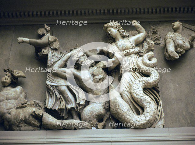 Detail of the relief from the Altar of Zeus. Artist: Unknown