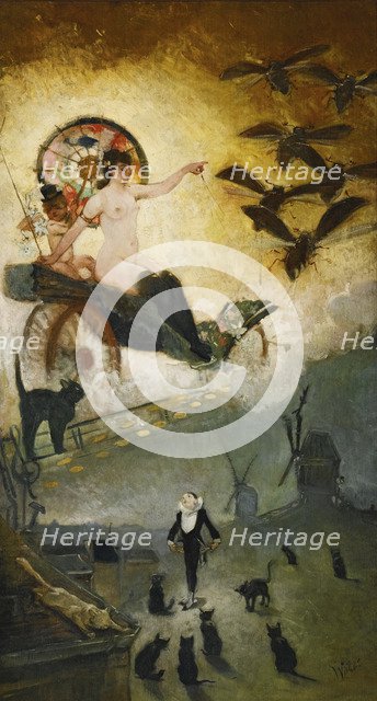 Farewell to the Nineteenth Century. Design for the decoration of the Cabaret venue Le Chat Noir in M Artist: Willette, Adolphe (1857-1926)