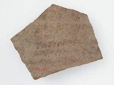 Ostrakon with a Letter from Christodorus (?) to Psan, Coptic, 600. Creator: Unknown.