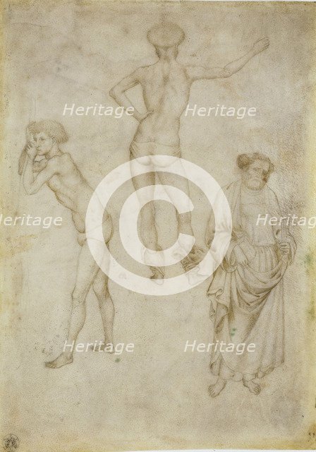 Two male figure studies and Saint Peter, 1430-1435. Artist: Pisanello, Antonio (1395-1455)