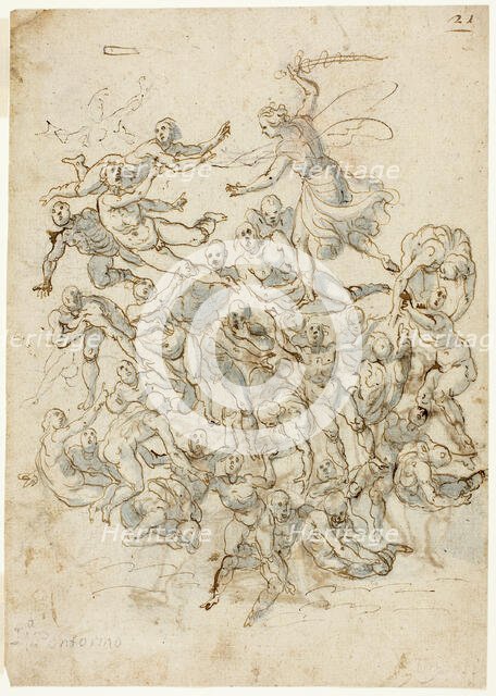 Fall of the Damned (recto); Sketches of Seated Saint John the Baptist (verso), n.d. Creator: Unknown.