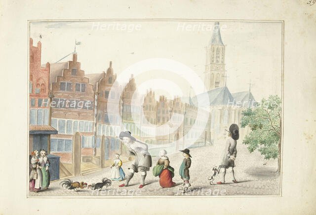 Cockfight in the Sassenstraat in Zwolle, 1655. Creator: Gesina ter Borch.