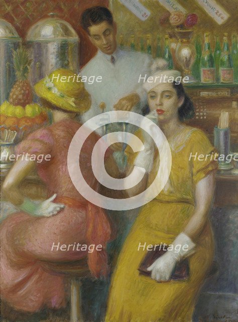 The Soda Fountain, 1935. Artist: Glackens, William James (1870-1938)
