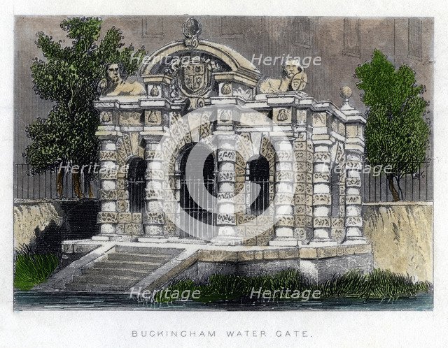 Buckingham Water Gate, the Strand, London, c1850. Artist: Unknown