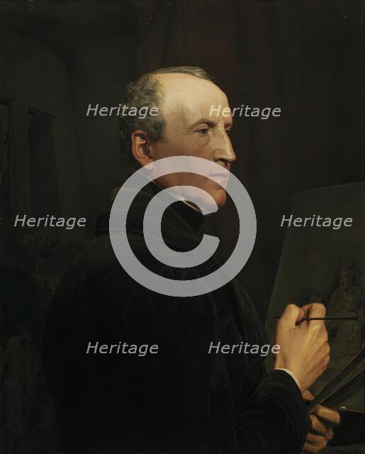 Self-portrait in front of the easel, 1848. Creator: Ferdinand Georg Waldmuller.