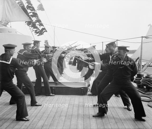 U.S.S. New York, single stick exercise, (1899?). Creator: Unknown.