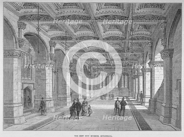 Interior view of the Guildhall Museum, City of London, 1872. Artist: Anon