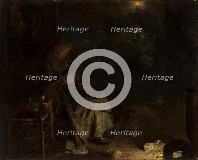 Old Woman Watching over a Dead Body I, 1878-1890. Creator: Aleksander Gierymski.