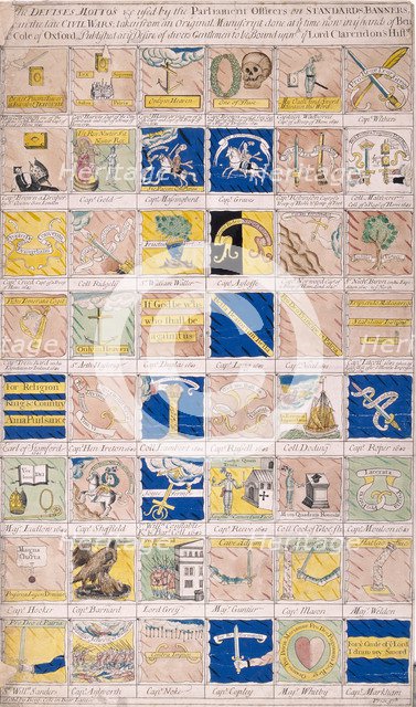 Mottoes used on banners in English Civil War. Artist: Anon