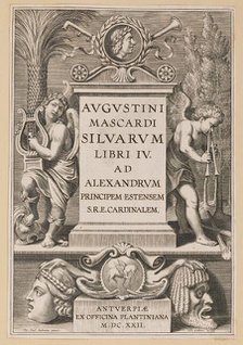 Title Page for Agostino Mascardi, Silvarium Libri IV, 1622. Creator: Theodoor Galle.