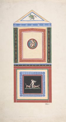 Design for Wall Decor Painted with Putti and Dogs, before 1889. Creators: Jules-Edmond-Charles Lachaise, Eugène-Pierre Gourdet.