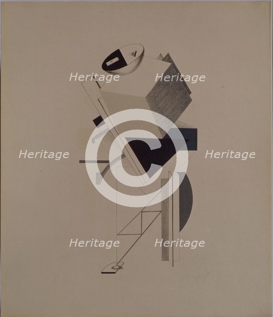 Strong guy. Figurine for the opera Victory over the sun by A. Kruchenykh, 1920-1921. Artist: Lissitzky, El (1890-1941)
