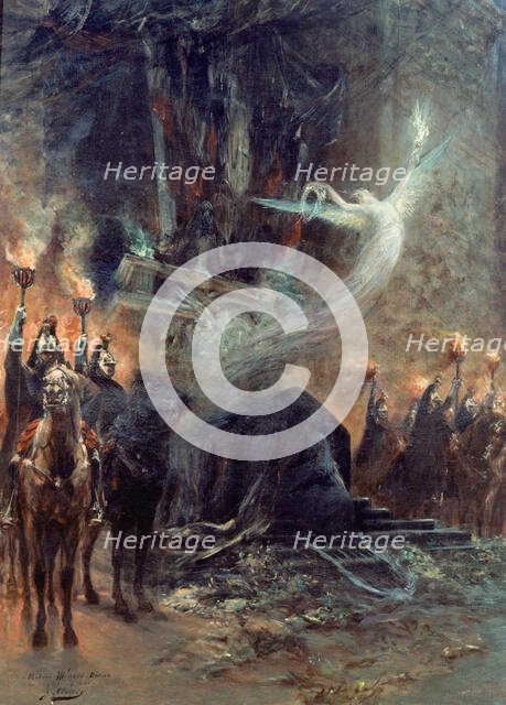 Funérailles de Victor Hugo: la veillée sous l?arc de triomphe, 1885. Creator: Clairin, Georges (1843-1919).