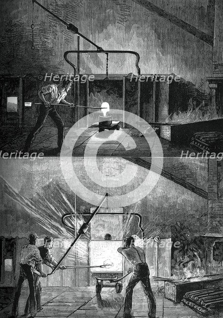 Puddlers at work, c1880.Artist: Swain