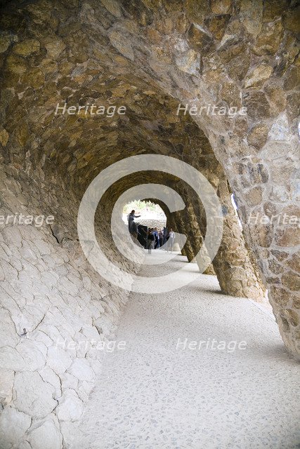 A porticoed stone pathway in Park Guell, Barcelona, Spain, 2007. Artist: Samuel Magal