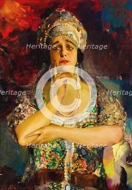 Portrait of the Singer Nadezhda Plevitskaya, 1924. Artist: Malyavin, Filipp Andreyevich (1869-1940)