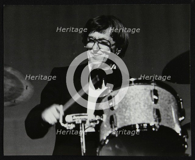 Drummer Barrett Deems playing in Stevenage, Hertfordshire, 1984. Artist: Denis Williams