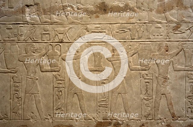 Relief depicting offering bearers, Mastaba of Mereruka, Saqqara, Egypt, Old Kingdom, 2003. Creator: Unknown.