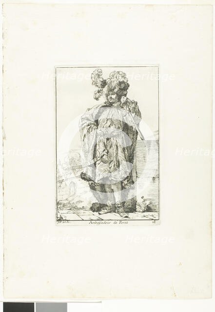 The Persian Ambassador, plate eighteen from Caravanne du Sultane à la Mecque, 1748. Creator: Joseph-Marie Vien the Elder.