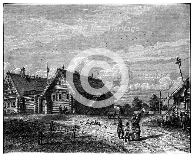 A Russian village in the southern agricultural zone, c1890. Artist: Unknown