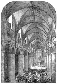 The Gloucester Music Festival: the nave of the Cathedral looking west, 1865. Creator: Unknown.