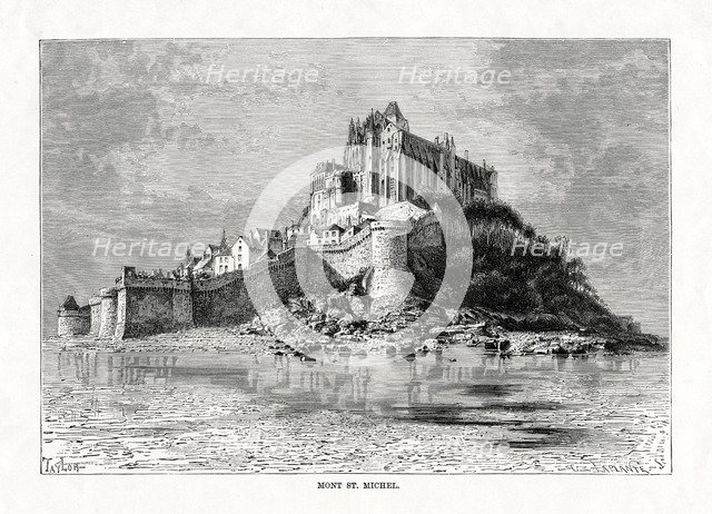 Mont-Saint-Michel, Normandy, France, 1879. Artist: C Laplante
