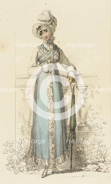 Fashion Plate (Promenade Dress), 1814. Creator: Rudolph Ackermann.
