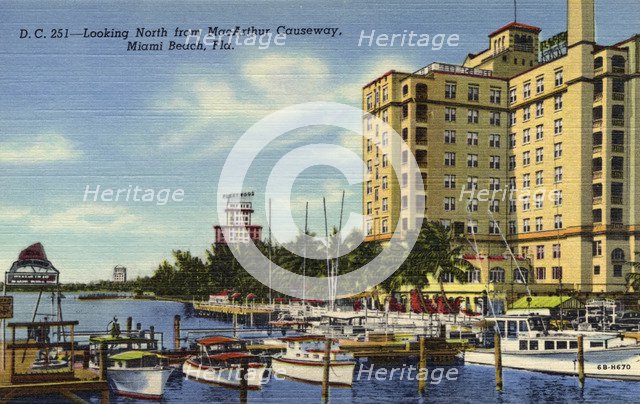 Looking north from MacArthur Causeway, Miami Beach, Florida, USA, 1946. Artist: Unknown