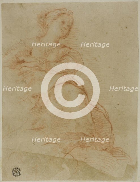 Woman Seated on Clouds, c. 1600. Creator: Cristofano Roncalli.