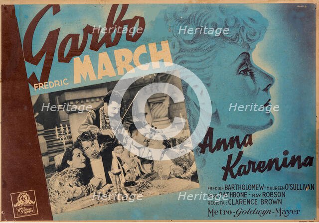 Movie poster "Anna Karenina" by Clarence Brown with Greta Garbo in the title role, 1935. Creator: Panella (active 1930s).