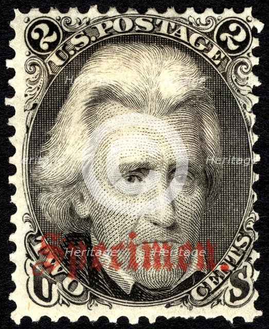 2c Andrew Jackson "Specimen" overprint single, 1863. Creator: Unknown.