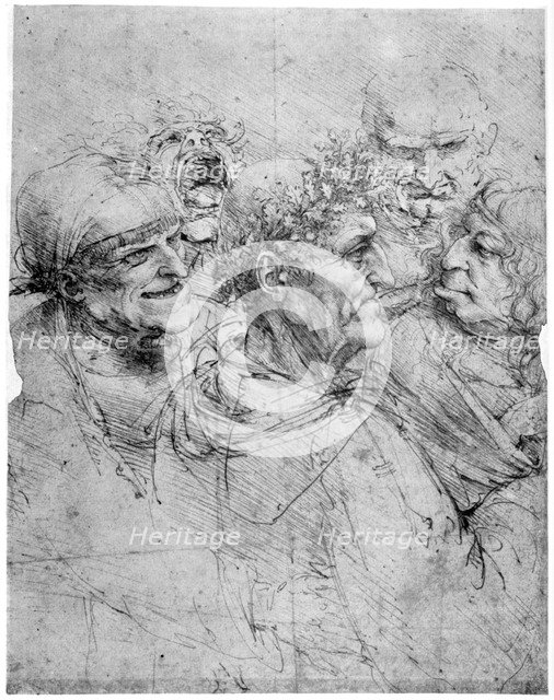 Study of five grotesque heads, c1494 (1954).Artist: Leonardo da Vinci