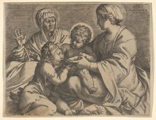 Madonna and Child with Saints Elizabeth and John the Baptist (Madonna della Scodella), the..., 1606. Creator: Annibale Carracci.
