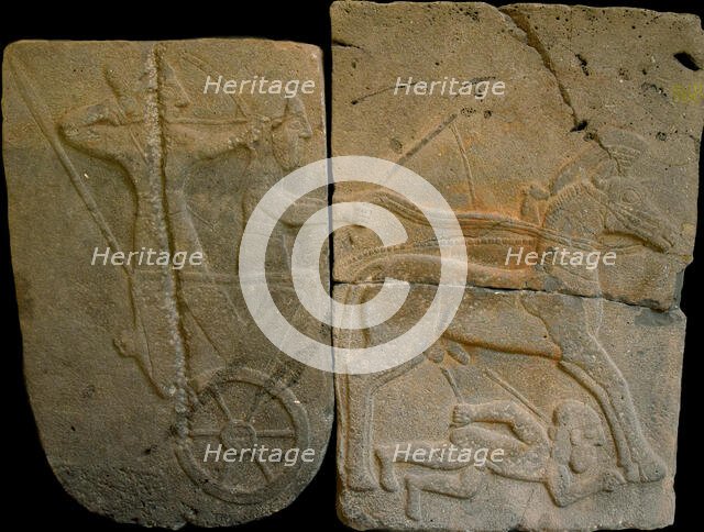 Relief orthostat depicting a chariot from Sam'al, 9th century BC. Creator: Spaethethitische Bildkunst (1200-700 v. Chr.).